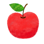 葉っぱ付きのリンゴのイラスト２　絵本風　ⒸAtelier Funipo